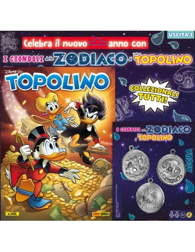TOPOLINO 3451 + 3 CIONDOLI ACQUA
