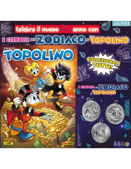 TOPOLINO 3451 + 3 CIONDOLI ACQUA