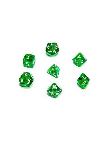 BOX 7 DADI - TRANSLUCENT - GREEN & WHITE