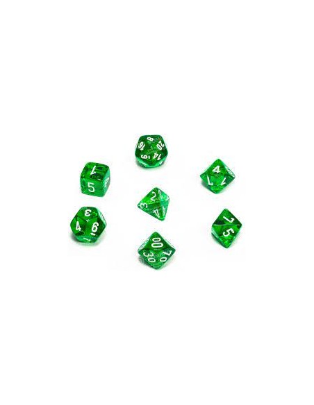 BOX 7 DADI - TRANSLUCENT - GREEN & WHITE