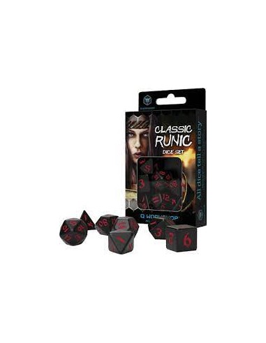 CLASSIC RUNIC BLACK & RED DICE SET/SET DADI