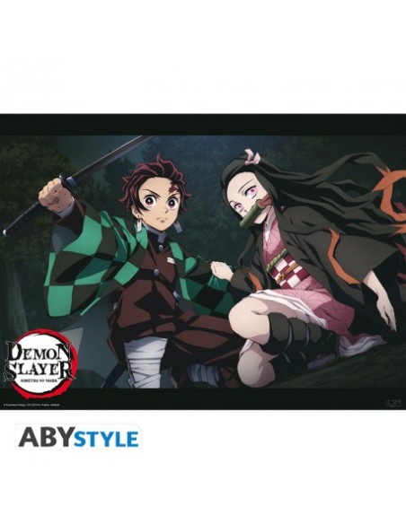DEMON SLAYER TANJIRO & NEZUKO FIGHT POSITION POSTER