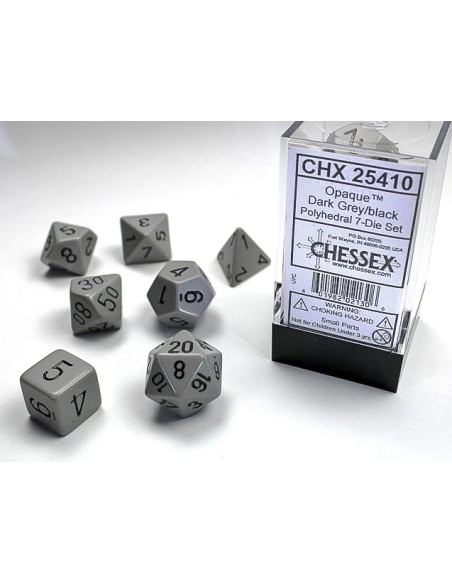 BOX 7 DADI OPAQUE - DARK GREY W/BLACK