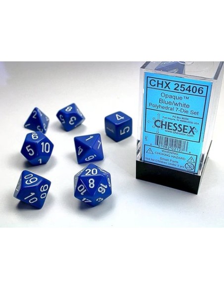 BOX 7 DADI OPAQUE BLUE W/WHITE