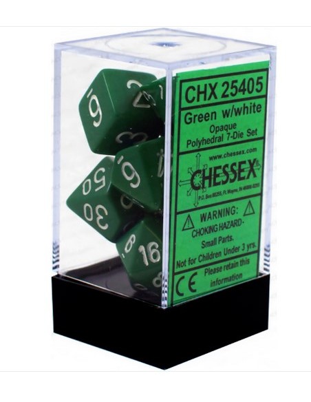 BOX 7 DADI OPAQUE GREEN WITH WHITE