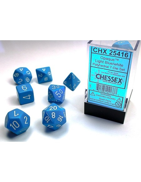 BOX 7 DADI OPAQUE LIGHT BLUE/WHITE