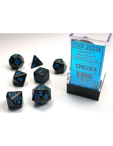 BOX 7 DADI SPECKLED BLUE STARS