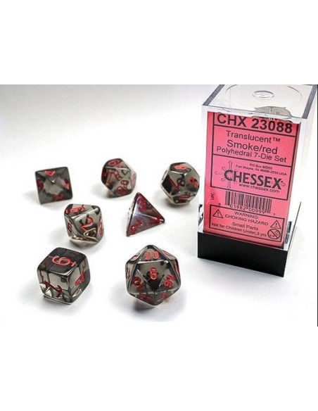 BOX 7 DADI TRANSLUCENT SMOKE/RED