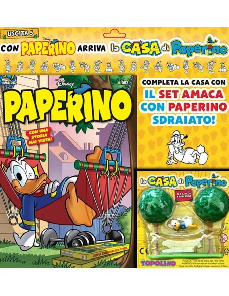 PAPERINO 502 + GADGET CASA DI PAPERINO SET AMACA E PAPERINO SDRAIATO (5° USCITA)