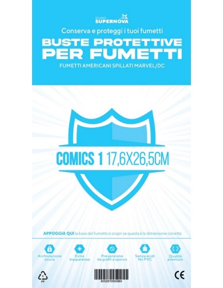 100 BUSTE PROTETTIVE COMICS 1 (17,6 X 26,5)