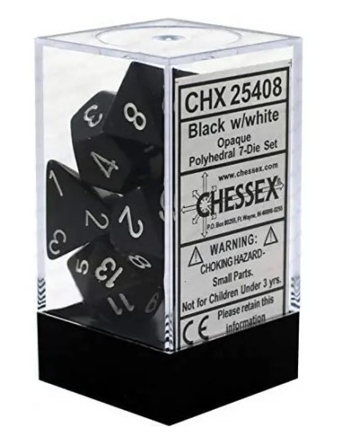 BOX 7 DADI OPAQUE   BLACK WHITE