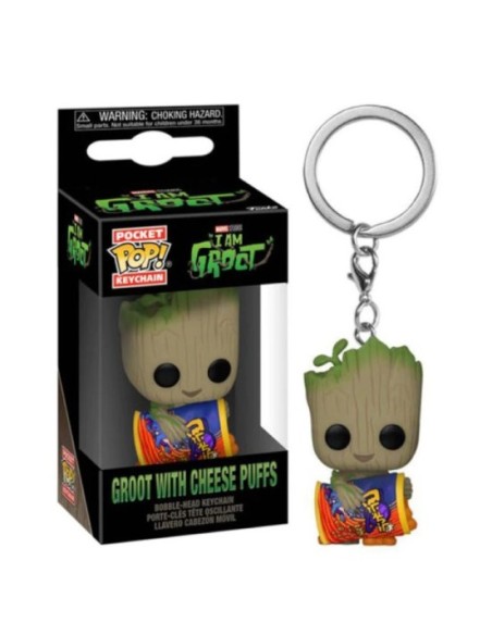 MARVEL: I AM GROOT - GROOT W/CHEESE PUFFS - POP KEYCHAIN