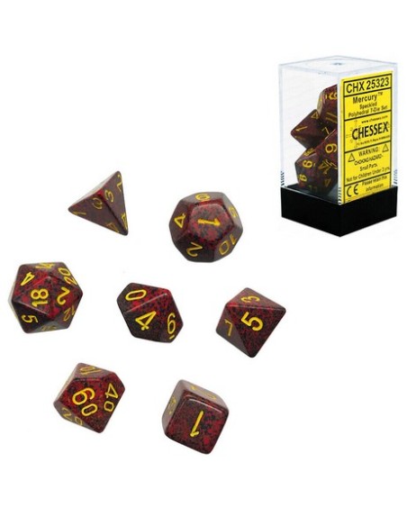 BOX 7 DADI SPECKLED MERCURY RED/YELLOW