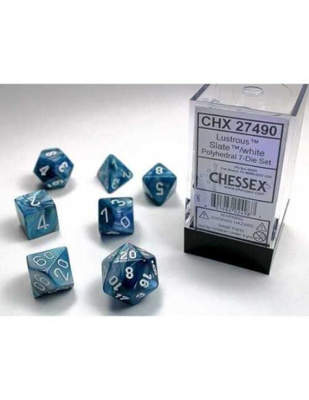 BOX 7 DADI LUSTROUS SLATE AZZURRO/BIANCO