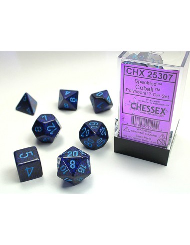 SET 7 DADI POLIEDRICI PUNTINATI - COBALT