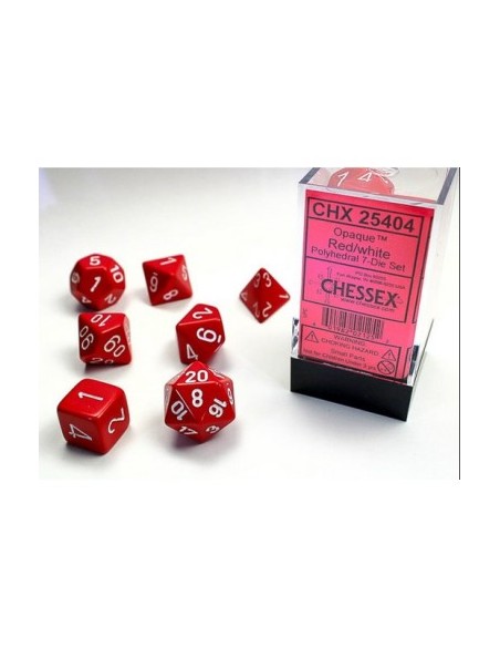 BOX 7 DADI OPAQUE - RED W/WHITE