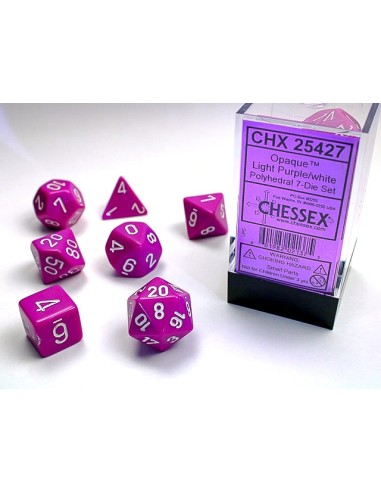 SET 7 DADI POLIEDRICI OPACHI - LIGHT PURPLE W/WHITE