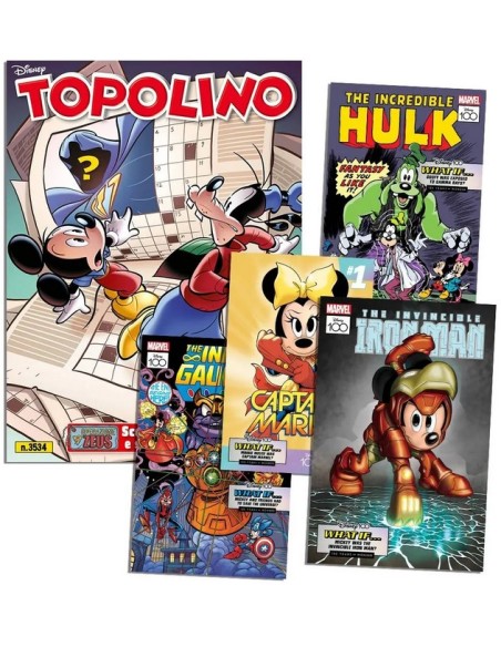 TOPOLINO 3534 + LITOGRAFIE MARVEL 1, 2, 3, 4 (di 12)