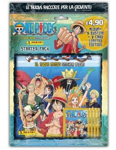 ONE PIECE IL NUOVO MONDO STICKER & TRADING CARD COLLECTION - STARTER SET - (contiene ALBUM + 5 BUSTINE + 2 LIMITED CARD)