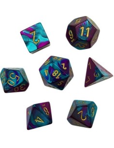 SET 7 DADI POLIEDRICI GEMINI - PURPLE-TEAL/GOLD