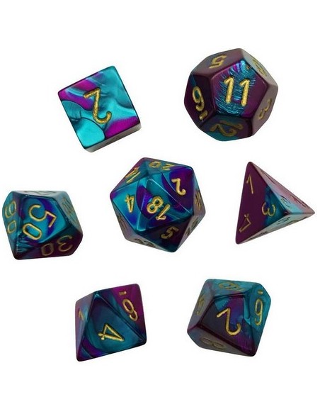 SET 7 DADI POLIEDRICI GEMINI - PURPLE-TEAL/GOLD