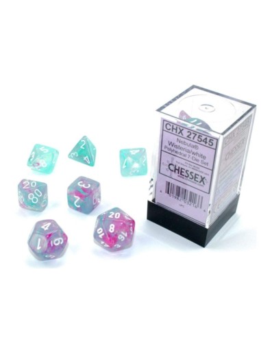 SET 7 DADI POLIEDRICI MINI - NEBULA WISTERIA/WHITE