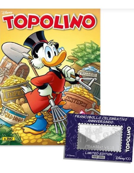 TOPOLINO 3542 + FRANCOBOLLO METALLO