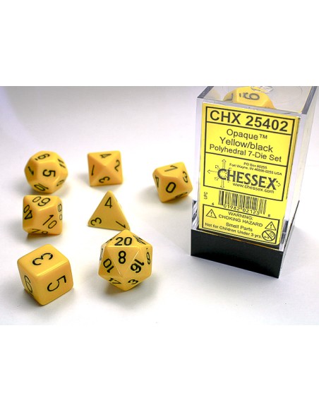 SET 7 DADI POLIEDRICI OPACHI - YELLOW W/BLACK