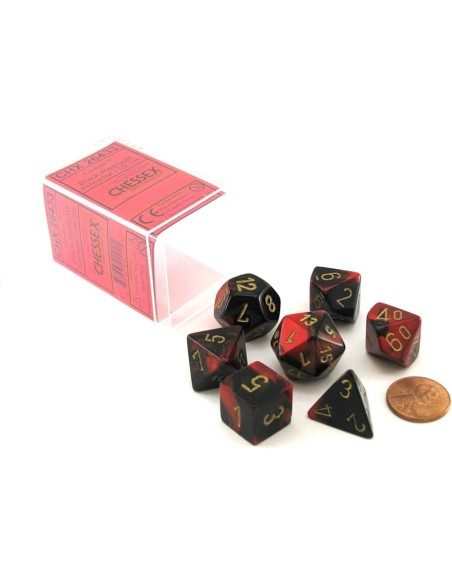 SET 7 DADI POLIEDRICI GEMINI - BLACK-RED/GOLD