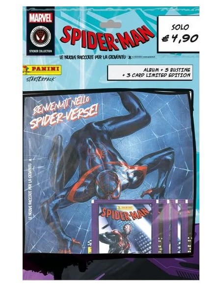 SPIDER-MAN BENVENUTI NELLO SPIDER-VERSE STARTER PACK - (contiene ALBUM + 5 BUSTINE + 3 CARD LIMITED EDITION)