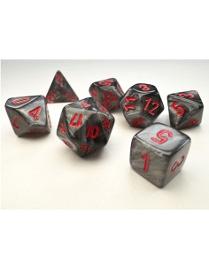 SET 7 DADI POLIEDRICI - VELVET BLACK/RED