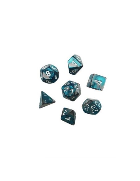 SET 7 DADI POLIEDRICI GEMINI - STEEL-TEAL/WHITE