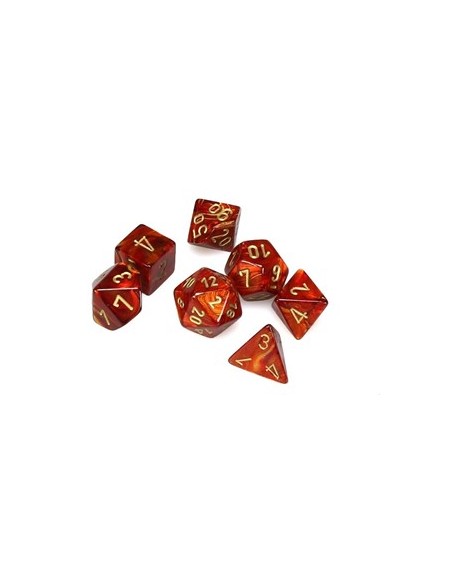 SET 7 DADI POLIEDRICI MINI - SCARAB SCARLET/GOLD
