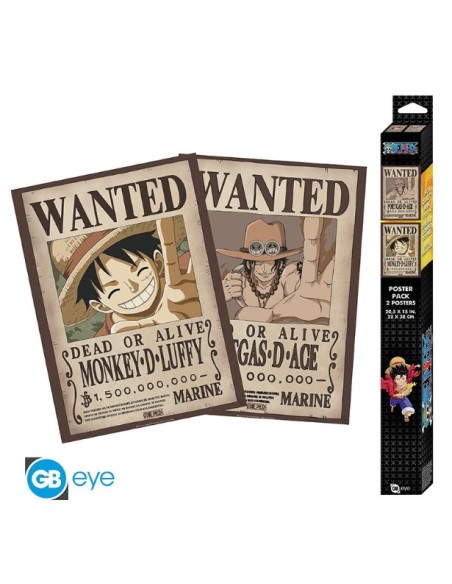 ONE PIECE - WANTED LUFFY & ACE - SET 2 CHIBI POSTERS (52X35)