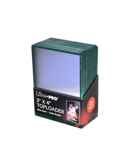 25 TOPLOADER 3` X 4` - GREEN BORDER