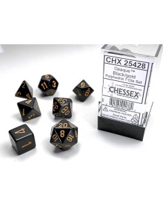 SET 7 DADI POLIEDRICI OPACHI - BLACK W/GOLD