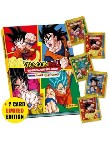 DRAGON BALL UNIVERSAL STICKER COLLECTION HARDCOVER - (contiene: Album cartonato + 5 bustine+ 2 Card Limited Edition)