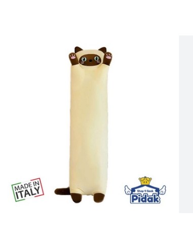 PELUCHE GATTO CILINDRICO OCCHI AZZURRI 90 CM
