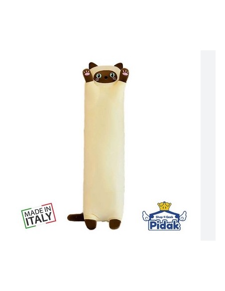 PELUCHE GATTO CILINDRICO OCCHI AZZURRI 90 CM