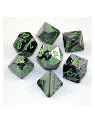 SET 7 DADI POLIEDRICI GEMINI - BLACK-GREY/GREEN