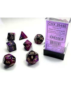 SET 7 DADI POLIEDRICI GEMINI - BLACK-PURPLE/GOLD