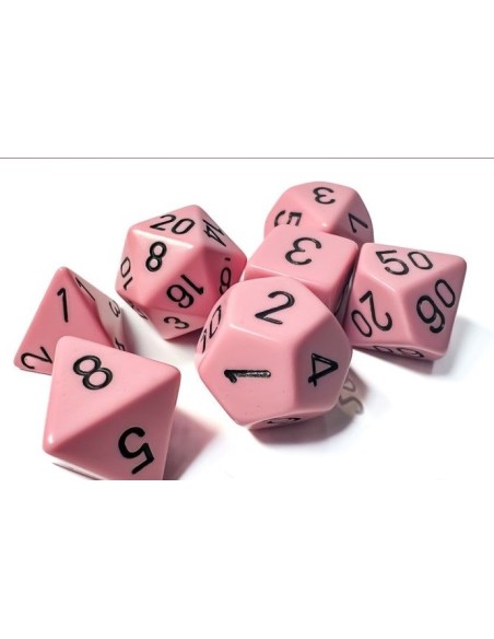 SET 7 DADI POLIEDRICI OPACHI - PASTEL PINK/BLACK