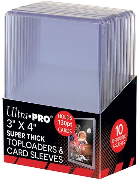 10 TOPLOADER 3" X 4" - SUPER THICK 130PT + CARD SLEEVES