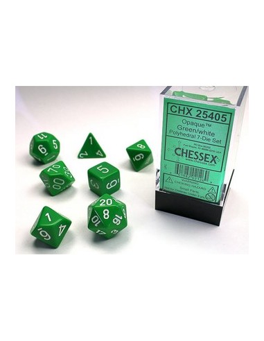SET 7 DADI POLIEDRICI OPACHI - GREEN W/WHITE