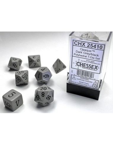 SET 7 DADI POLIEDRICI OPACHI - GREY W/BLACK