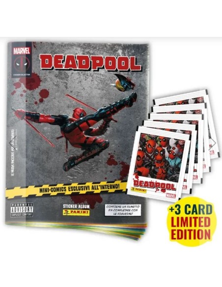 DEADPOOL STICKER COLLECTION STARTER SET - (contiene Album + 5 bustine)