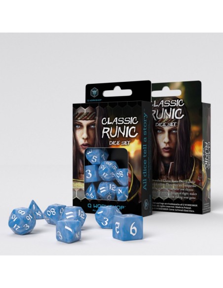 CLASSIC RUNIC GLACIER WHITE DICE SET 7 DADI
