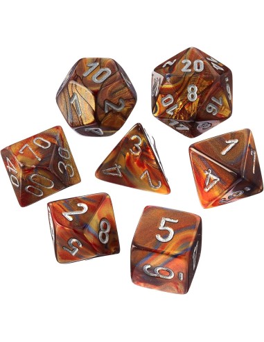 SET 7 DADI POLIEDRICI MINI - LUSTROUS GOLD/SILVER