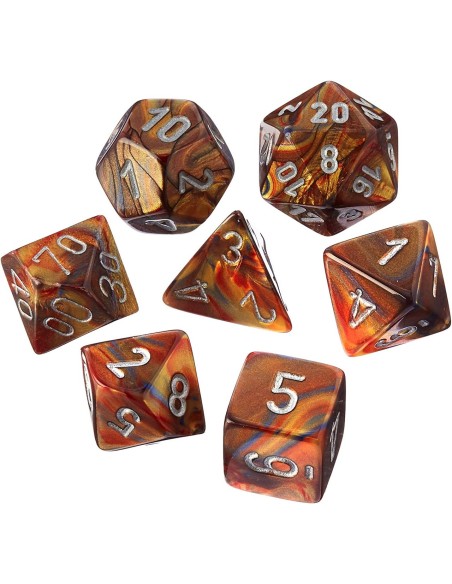 SET 7 DADI POLIEDRICI MINI - LUSTROUS GOLD/SILVER