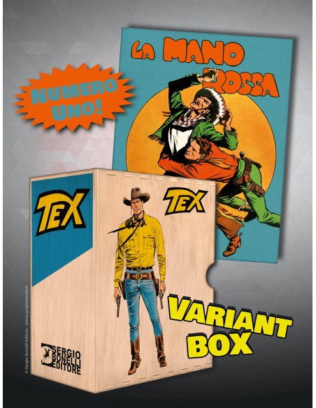 RACCOGLITORE FUMETTI ANNATA IN LEGNO - TEX: LA MANO ROSSA RISTAMPA - LOGO ARANCIONE